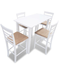 Set table et 4 chaises de bar en bois coloris blanc | Mobilier & Déco