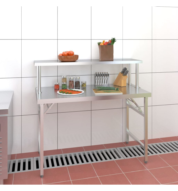 Table de travail de cuisine avec étagère 120x60x115 cm Inox | Mobilier & Déco