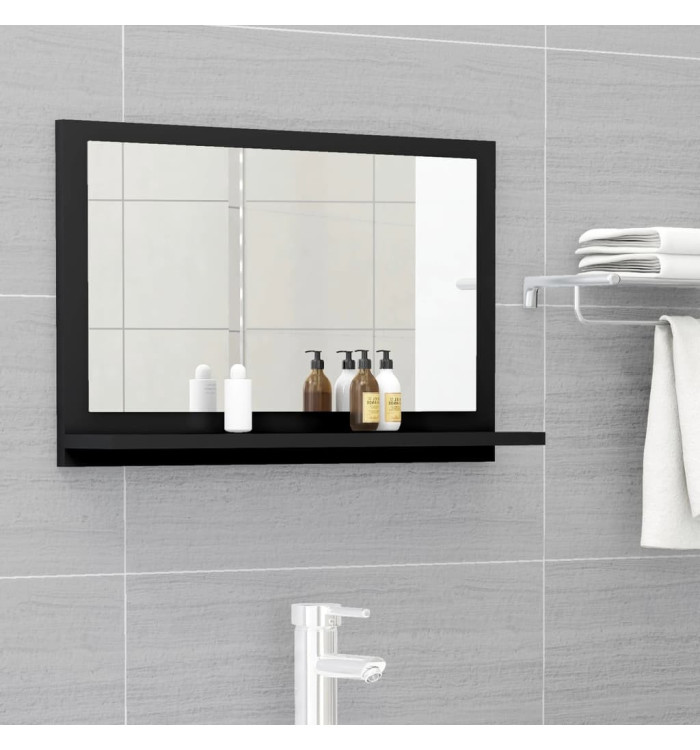 Miroir de salle de bain Noir 60x10,5x37 cm Bois d’ingénierie | Mobilier & Déco