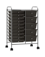 Chariot de rangement mobile à 15 tiroirs XXL Noir Plastique | Mobilier & Déco