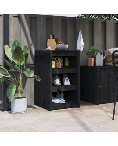 Armoire de cuisine d'extérieur noir 55x55x92 cm bois pin massif | Mobilier & Déco