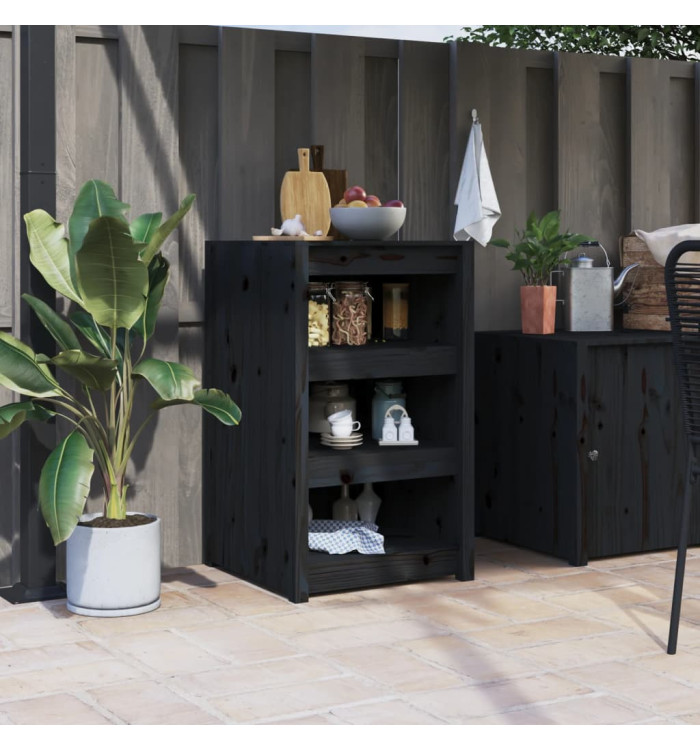 Armoire de cuisine d'extérieur noir 55x55x92 cm bois pin massif | Mobilier & Déco