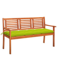 Banc de jardin 3 places avec coussin 150 cm Bois d'eucalyptus | Mobilier & Déco