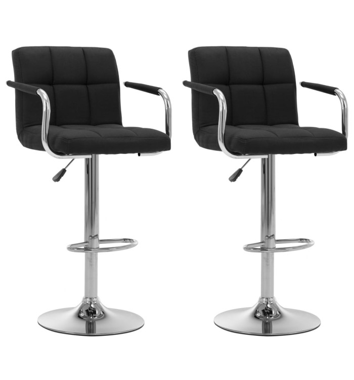 Chaises de bar lot de 2 noir tissu | Mobilier & Déco