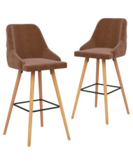 Tabourets de bar lot de 2 marron velours | Mobilier & Déco