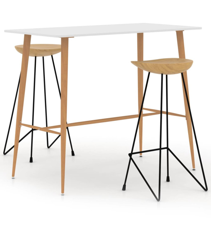 Ensemble de bar 3 pcs Blanc | Mobilier & Déco