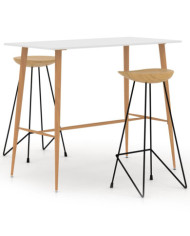 Ensemble de bar 3 pcs Blanc | Mobilier & Déco