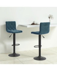 Tabourets de bar lot de 2 bleu velours | Mobilier & Déco