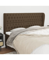 Tête de lit avec oreilles Marron foncé 183x23x118/128 cm Tissu | Mobilier & Déco