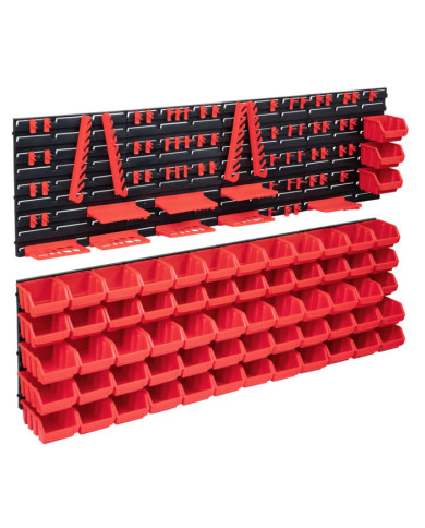 Kit de bacs de stockage et panneaux muraux 141pcs rouge et noir | Mobilier & Déco