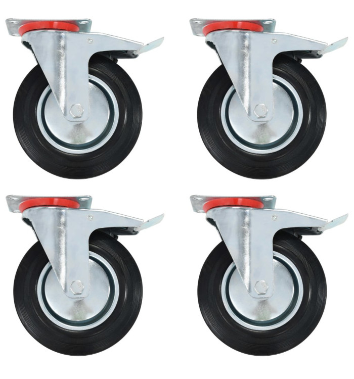 Roulettes pivotantes avec double frein 4 pcs 200 mm | Mobilier & Déco