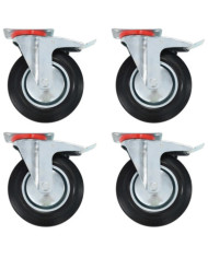 Roulettes pivotantes avec double frein 4 pcs 200 mm | Mobilier & Déco