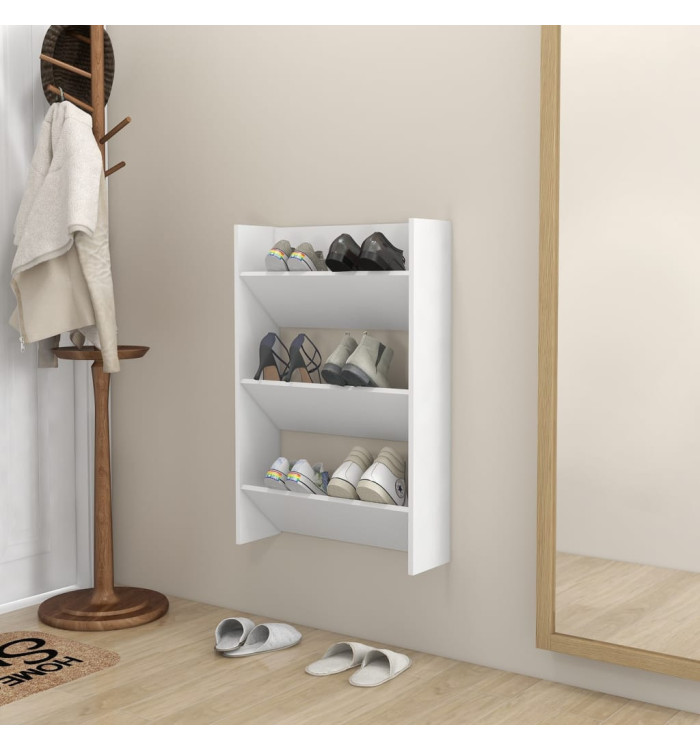 Armoire à chaussures murale Blanc 60x18x90 cm Aggloméré | Mobilier & Déco