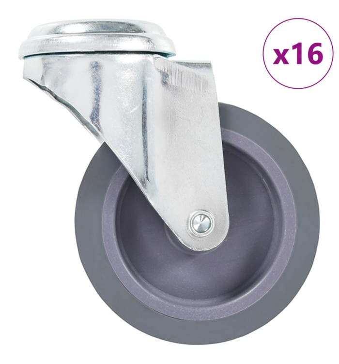 16 pcs Roulettes pivotantes à trou de boulon 75 mm | Mobilier & Déco
