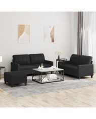 Ensemble de canapés 3 pcs avec coussins Noir Similicuir | Mobilier & Déco