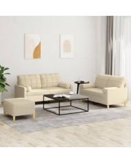 Ensemble de canapés 3 pcs avec coussins crème tissu | Mobilier & Déco
