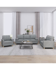Ensemble de canapés 3 pcs coussins gris clair tissu | Mobilier & Déco