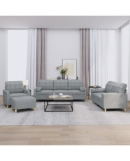 Ensemble de canapés 4 pcs coussins gris clair tissu | Mobilier & Déco