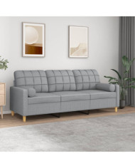 Canapé 3 places avec oreillers gris clair 180 cm tissu | Mobilier & Déco