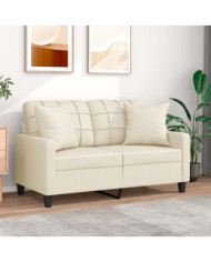 Canapé 2 places avec oreillers crème 120 cm similicuir | Mobilier & Déco