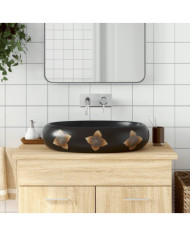 Vasque à poser noir et bleu ovale 59x40x15 cm céramique | Mobilier & Déco