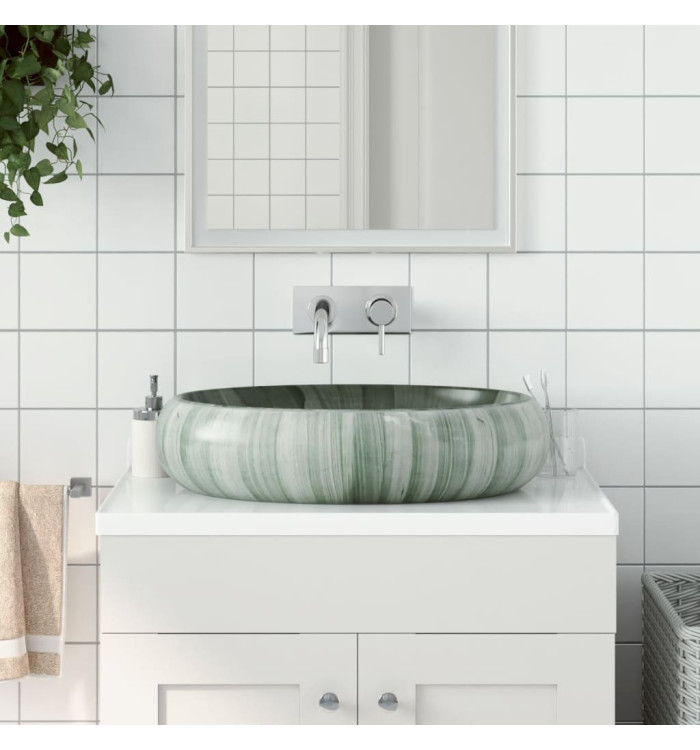 Vasque à poser vert ovale 59x40x15 cm céramique | Mobilier & Déco