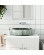 Vasque à poser vert ovale 59x40x15 cm céramique | Mobilier & Déco