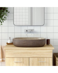 Vasque à poser sable et marron ovale 59x40x14 cm céramique | Mobilier & Déco