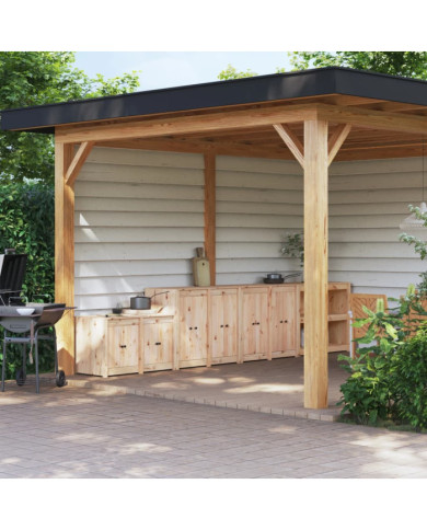 Armoires de cuisine d'extérieur 3 pcs bois de pin massif | Mobilier & Déco