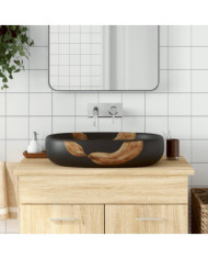 Vasque à poser noir ovale 59x40x14 cm céramique | Mobilier & Déco