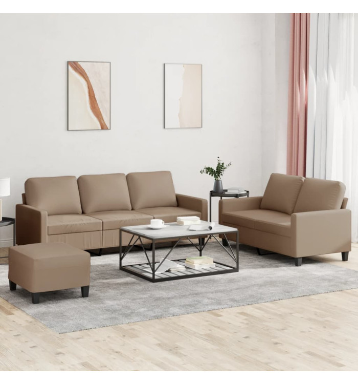 Ensemble de canapés 3 pcs avec coussins Cappuccino Similicuir | Mobilier & Déco