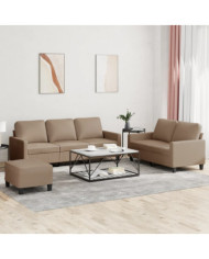Ensemble de canapés 3 pcs avec coussins Cappuccino Similicuir | Mobilier & Déco