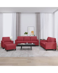 Ensemble de canapés 4 pcs et coussins Rouge bordeaux Similicuir | Mobilier & Déco