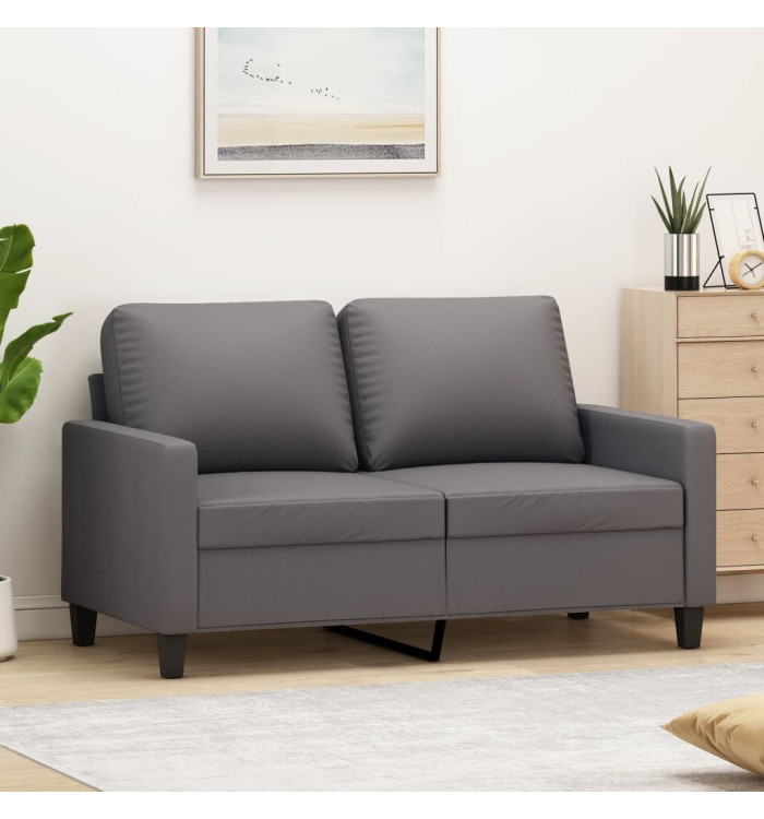 Canapé à 2 places Gris 120 cm Similicuir | Mobilier & Déco