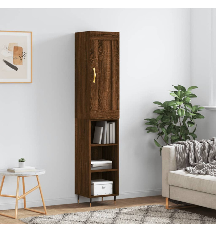 Buffet haut Chêne marron 34,5x34x180 cm Bois d'ingénierie | Mobilier & Déco