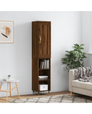 Buffet haut Chêne marron 34,5x34x180 cm Bois d'ingénierie | Mobilier & Déco