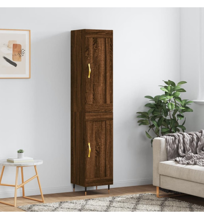 Buffet haut Chêne marron 34,5x34x180 cm Bois d'ingénierie | Mobilier & Déco