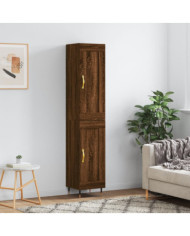 Buffet haut Chêne marron 34,5x34x180 cm Bois d'ingénierie | Mobilier & Déco