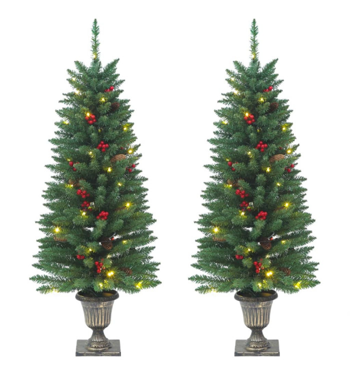 Sapins de Noël artificiels 2 pcs 100 LED vert 120 cm | Mobilier & Déco