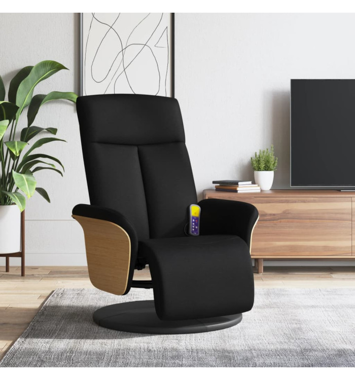 Fauteuil inclinable de massage avec repose-pieds noir tissu | Mobilier & Déco