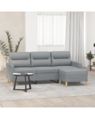 Canapé à 3 places avec repose-pieds Gris clair 180 cm Tissu | Mobilier & Déco
