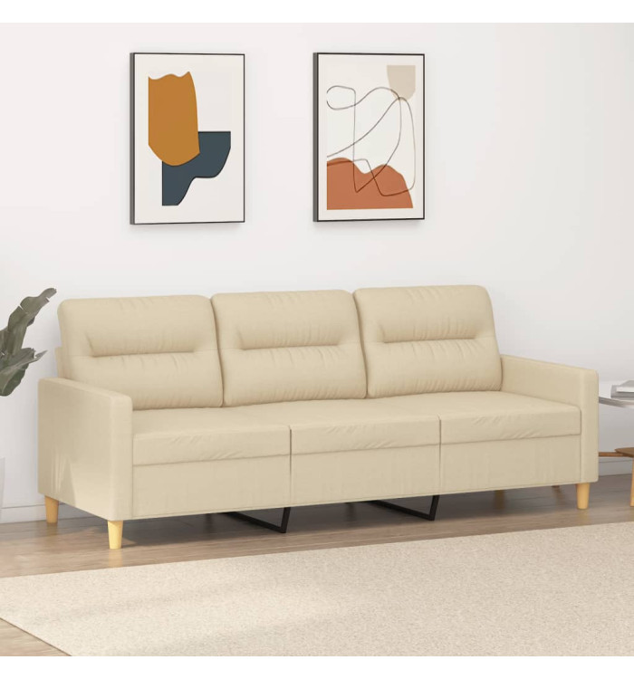 Canapé à 3 places Crème 180 cm Tissu | Mobilier & Déco
