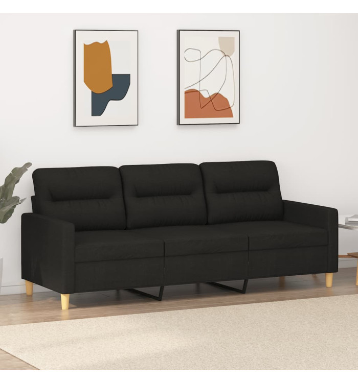 Canapé à 3 places Noir 180 cm Tissu | Mobilier & Déco