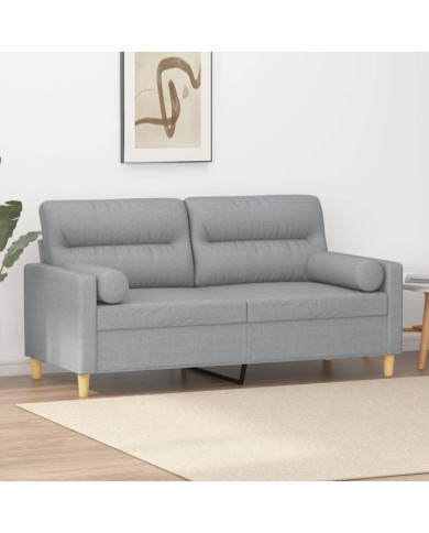 Canapé 2 places avec oreillers gris clair 140 cm tissu | Mobilier & Déco