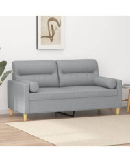 Canapé 2 places avec oreillers gris clair 140 cm tissu | Mobilier & Déco