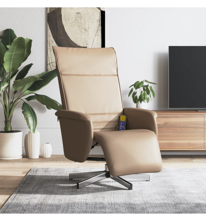 Fauteuil inclinable avec repose-pieds cappuccino similicuir | Mobilier & Déco