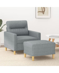 Fauteuil avec repose-pied Gris clair 60 cm Tissu | Mobilier & Déco