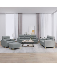 Ensemble de canapés 4 pcs coussins gris clair tissu | Mobilier & Déco