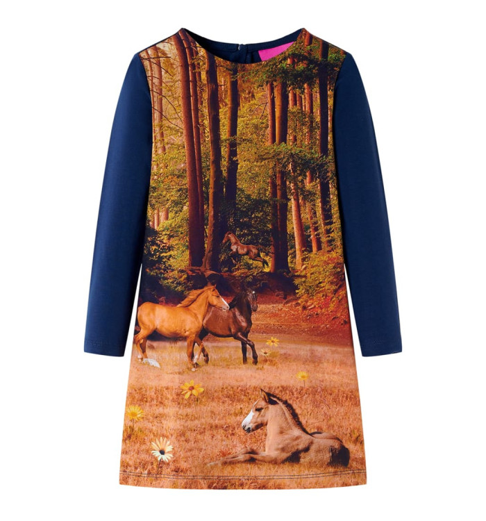 Robe pour enfants à manches longues bleu marine 92 | Mobilier & Déco