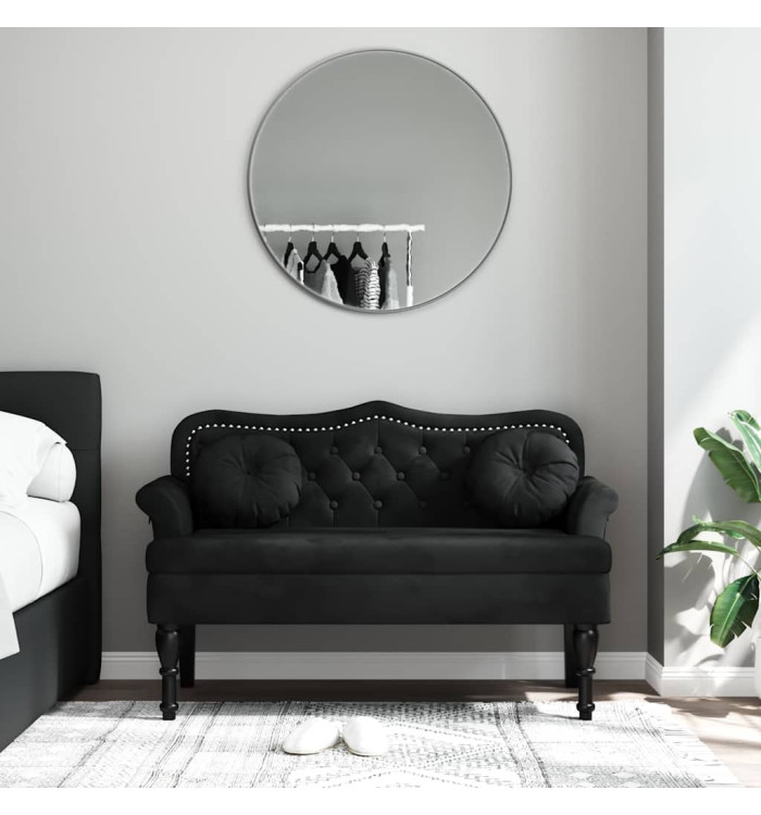 Banc avec coussins noir 120,5x65x75 cm velours | Mobilier & Déco
